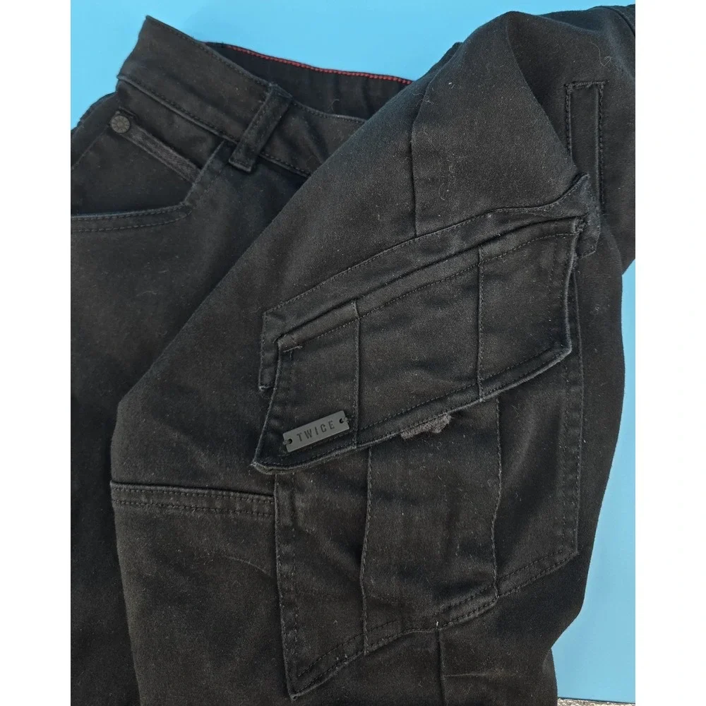 Twice Cargo Pants Men‎ Sz 34 Black Slim Fit Jogger Stretch Utility Grunge Skater